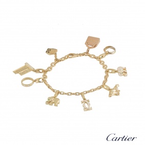 Cartier Yellow Gold and Diamond Charm Bracelet